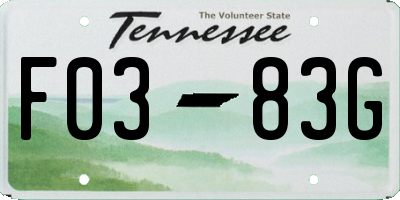 TN license plate F0383G
