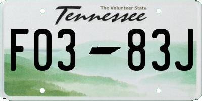 TN license plate F0383J
