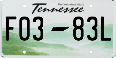 TN license plate F0383L