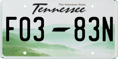 TN license plate F0383N