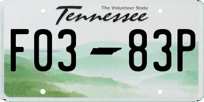 TN license plate F0383P