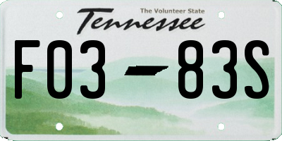 TN license plate F0383S