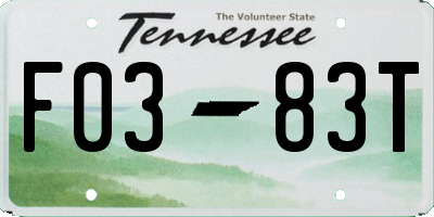 TN license plate F0383T