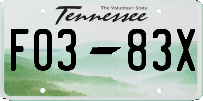 TN license plate F0383X