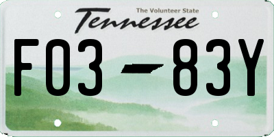 TN license plate F0383Y