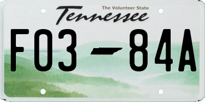 TN license plate F0384A