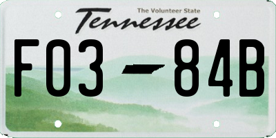TN license plate F0384B