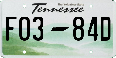 TN license plate F0384D