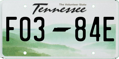 TN license plate F0384E