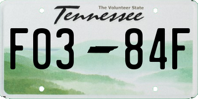 TN license plate F0384F