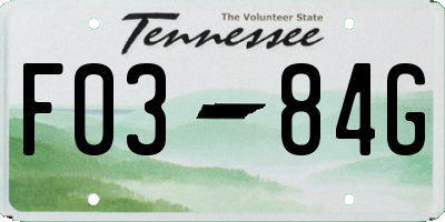 TN license plate F0384G