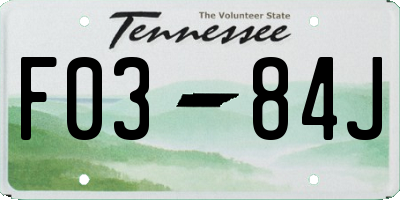 TN license plate F0384J