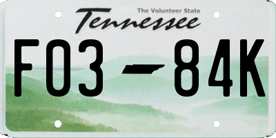 TN license plate F0384K