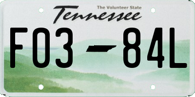 TN license plate F0384L