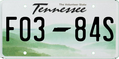 TN license plate F0384S