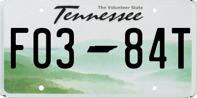 TN license plate F0384T