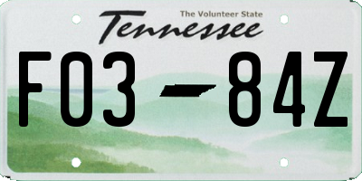 TN license plate F0384Z