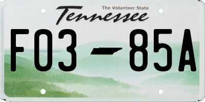 TN license plate F0385A