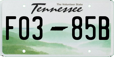 TN license plate F0385B