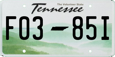 TN license plate F0385I