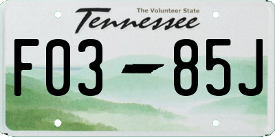 TN license plate F0385J