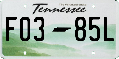 TN license plate F0385L