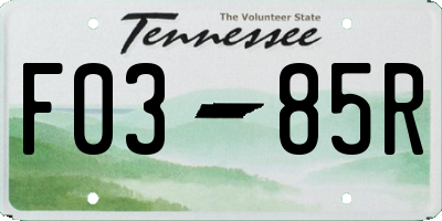 TN license plate F0385R
