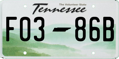 TN license plate F0386B
