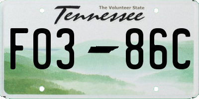 TN license plate F0386C
