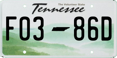 TN license plate F0386D