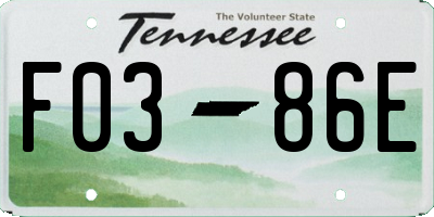 TN license plate F0386E