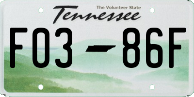 TN license plate F0386F
