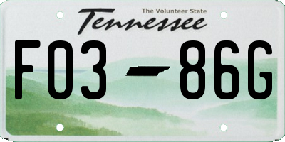 TN license plate F0386G