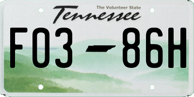 TN license plate F0386H