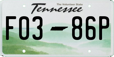 TN license plate F0386P