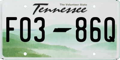 TN license plate F0386Q