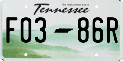 TN license plate F0386R