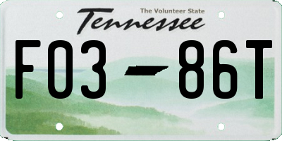 TN license plate F0386T