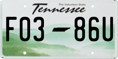 TN license plate F0386U