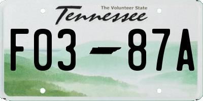 TN license plate F0387A