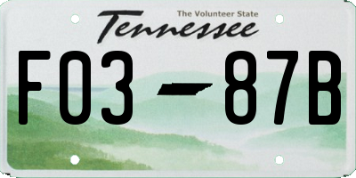 TN license plate F0387B