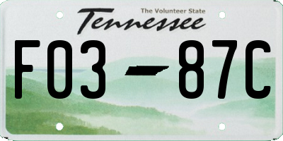 TN license plate F0387C