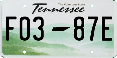 TN license plate F0387E