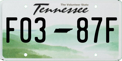 TN license plate F0387F