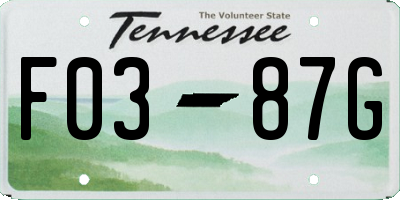 TN license plate F0387G