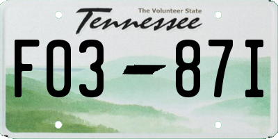 TN license plate F0387I