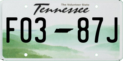 TN license plate F0387J