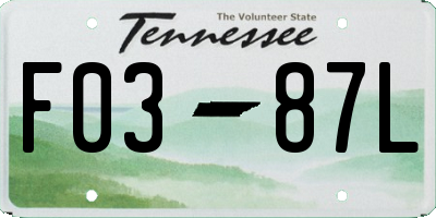 TN license plate F0387L