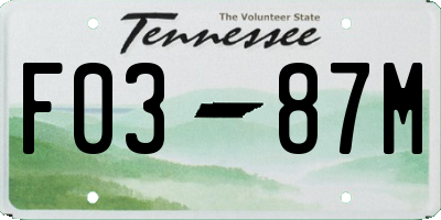 TN license plate F0387M