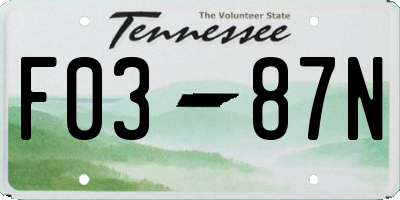 TN license plate F0387N